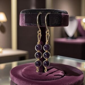 Elegant Gold and Purple Drop Earrings